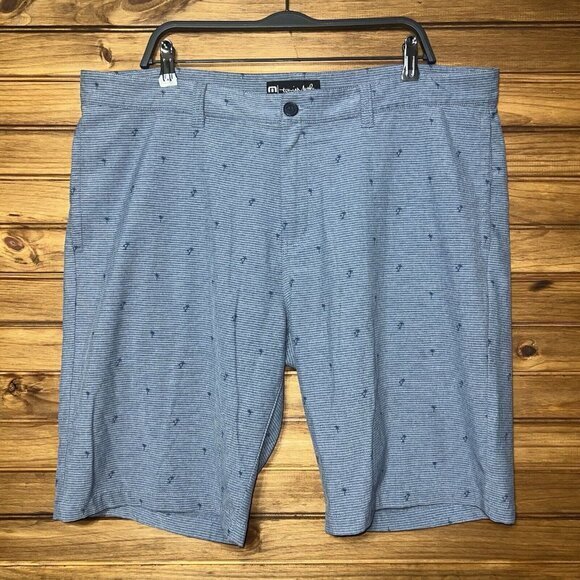 Travis Mathew Golf Shorts Mens Size 40 Blue Palm Tree Lightweight Stretch - Picture 1 of 7